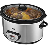 Venga! VG SC 3008 - Olla de cocción lenta digital- con olla de cerámica y temporizador- 4-5 litros- 280 W (negro-acero…